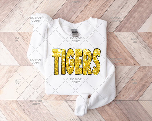 Tigers Gold Faux Sequin Direct to Film Transfer